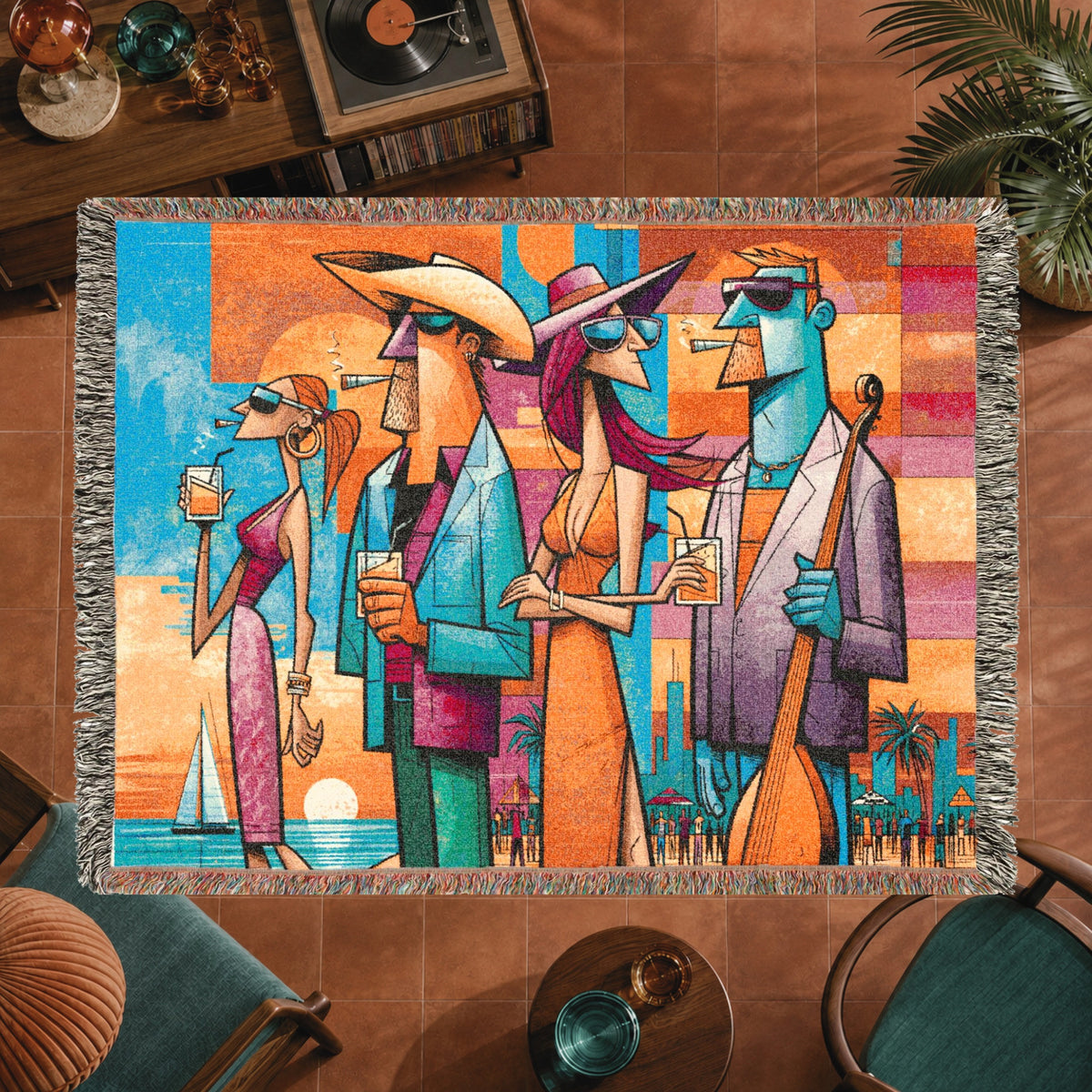 Abstract Beach Club Socialites Woven Blanket
