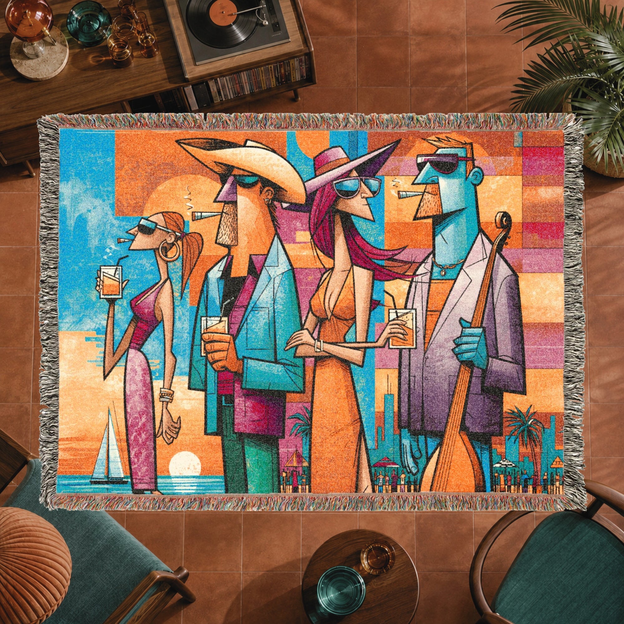 Abstract Beach Club Socialites Woven Blanket