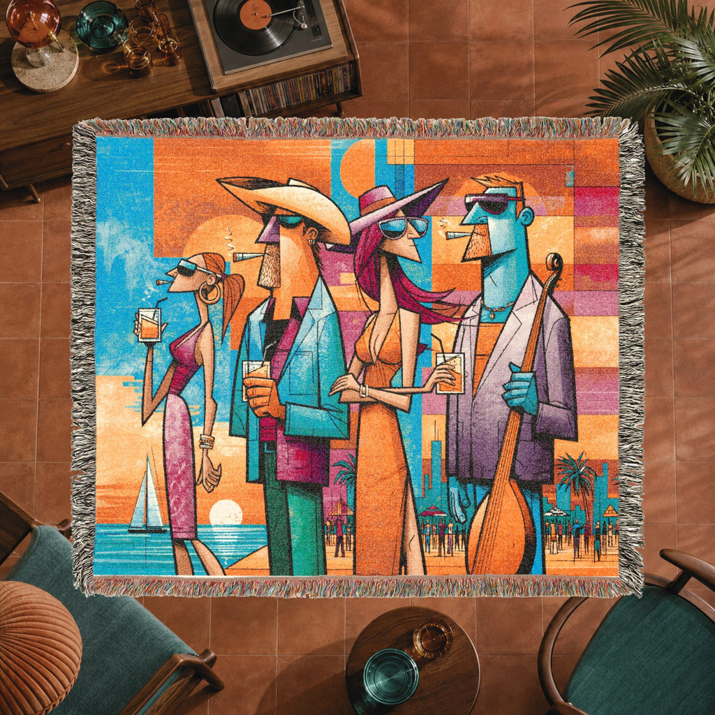Abstract Beach Club Socialites Woven Blanket