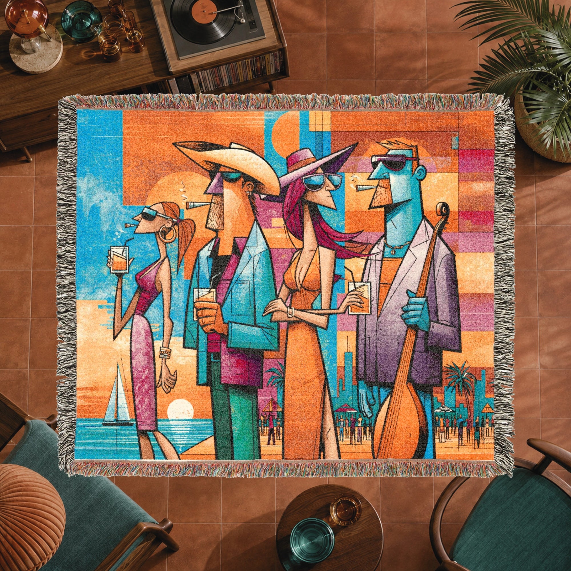 Abstract Beach Club Socialites Woven Blanket
