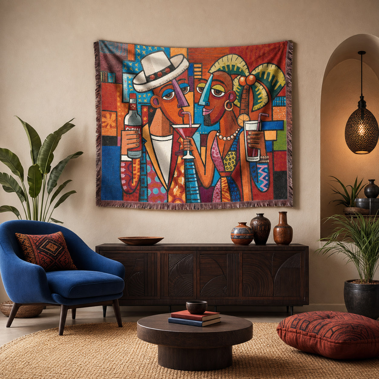 Abstract Cocktail Couple Woven Blanket