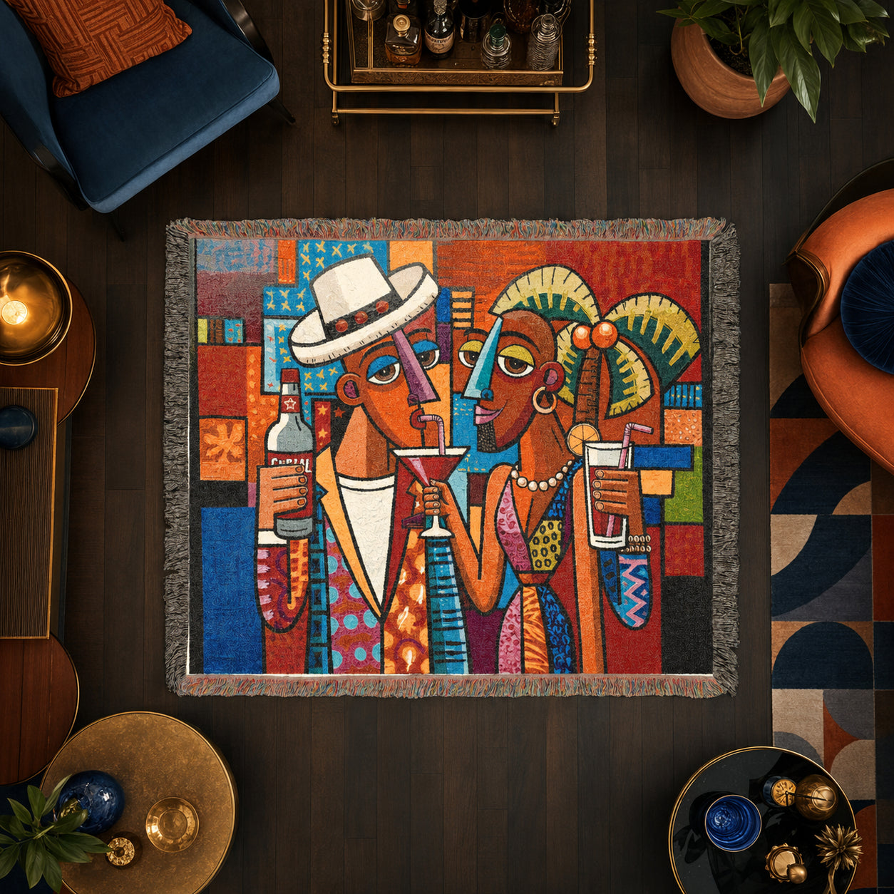 Abstract Cocktail Couple Woven Blanket