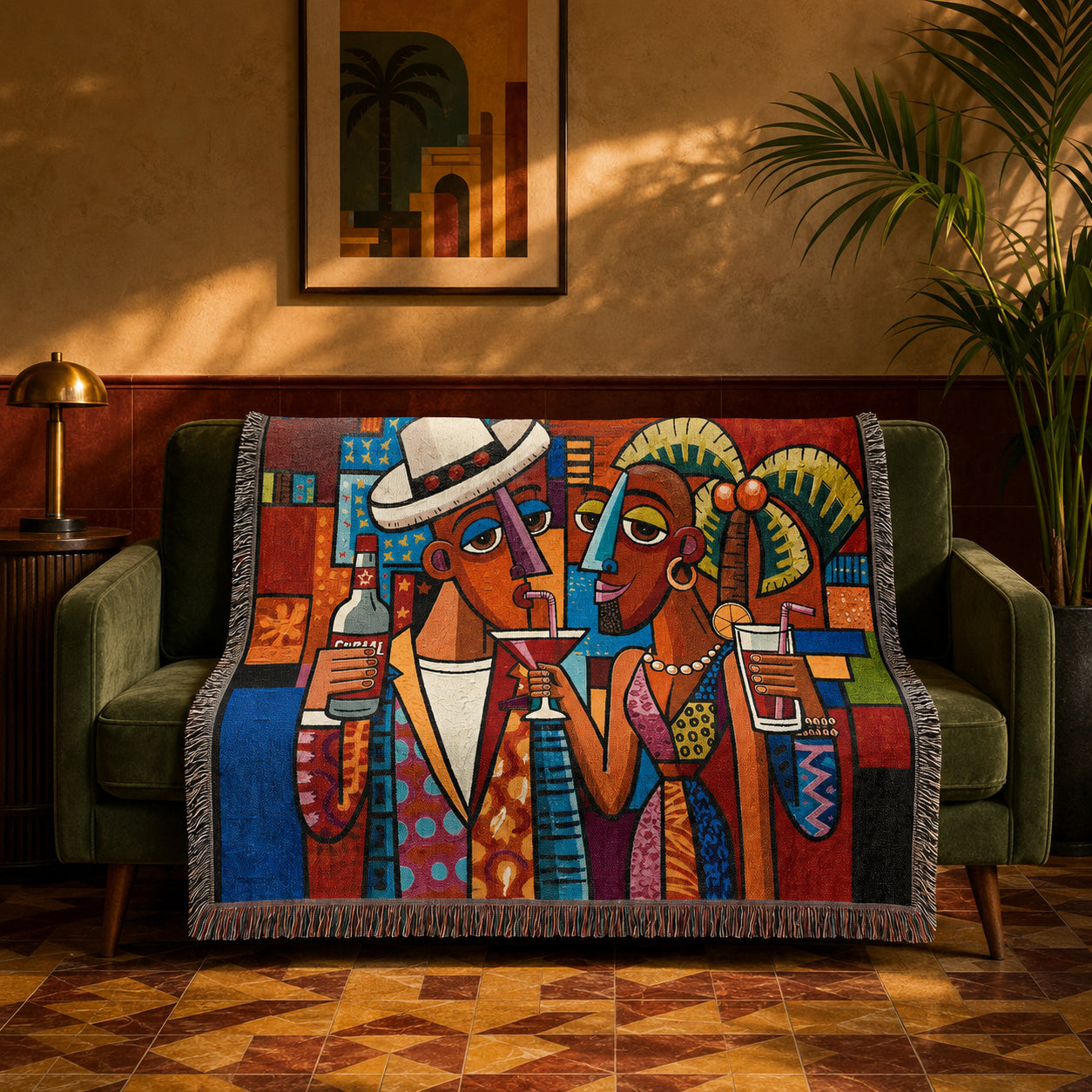 Abstract Cocktail Couple Woven Blanket