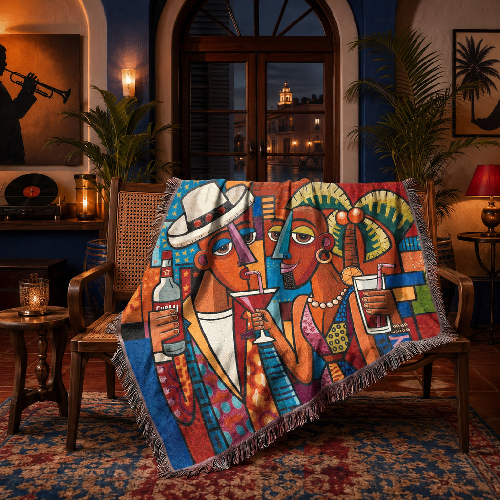 Abstract Cocktail Couple Woven Blanket