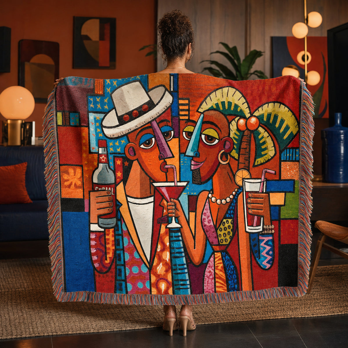 Abstract Cocktail Couple Woven Blanket