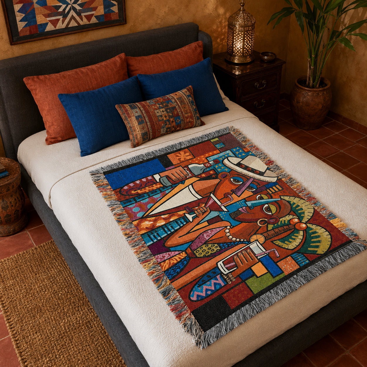 Abstract Cocktail Couple Woven Blanket