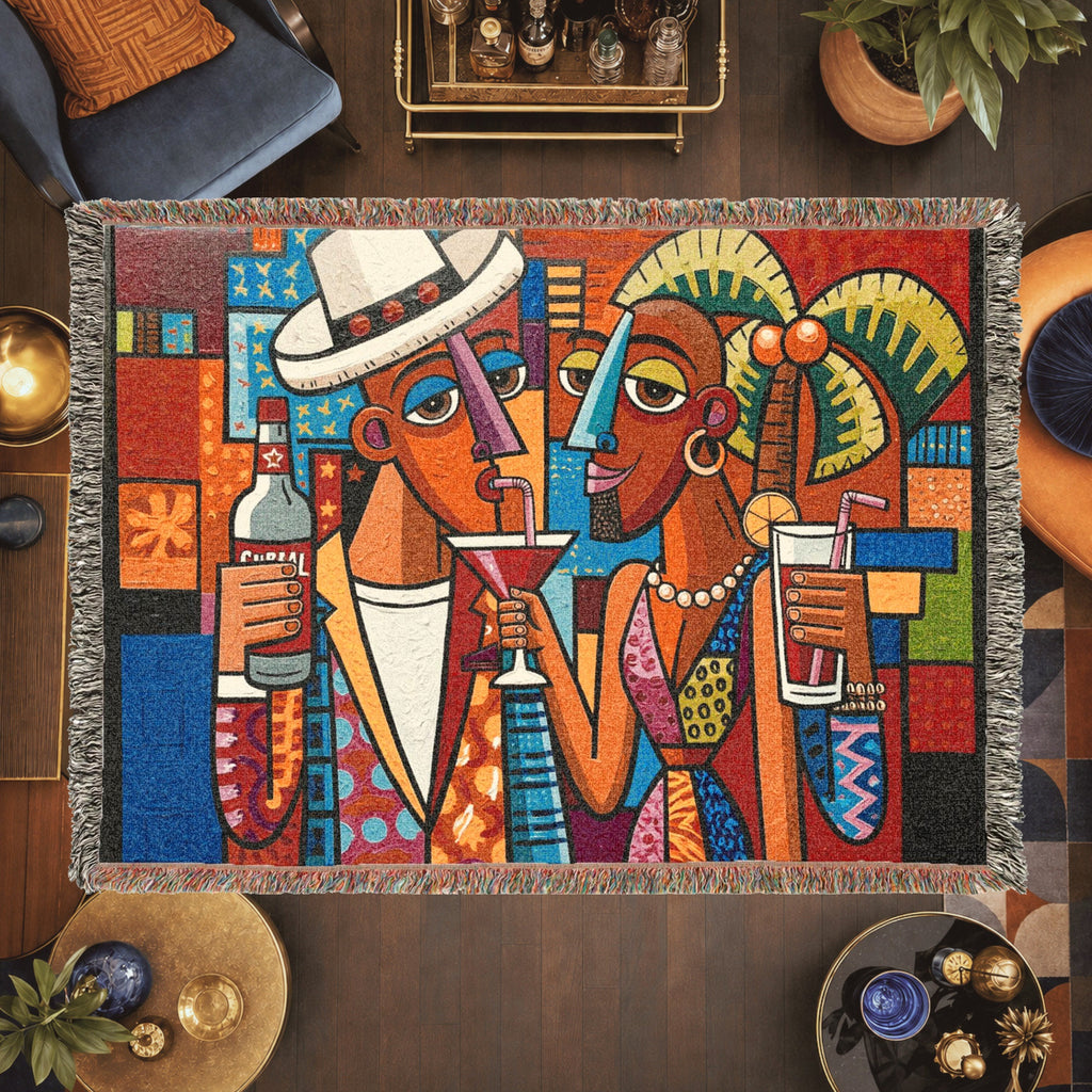 Abstract Cocktail Couple Woven Blanket