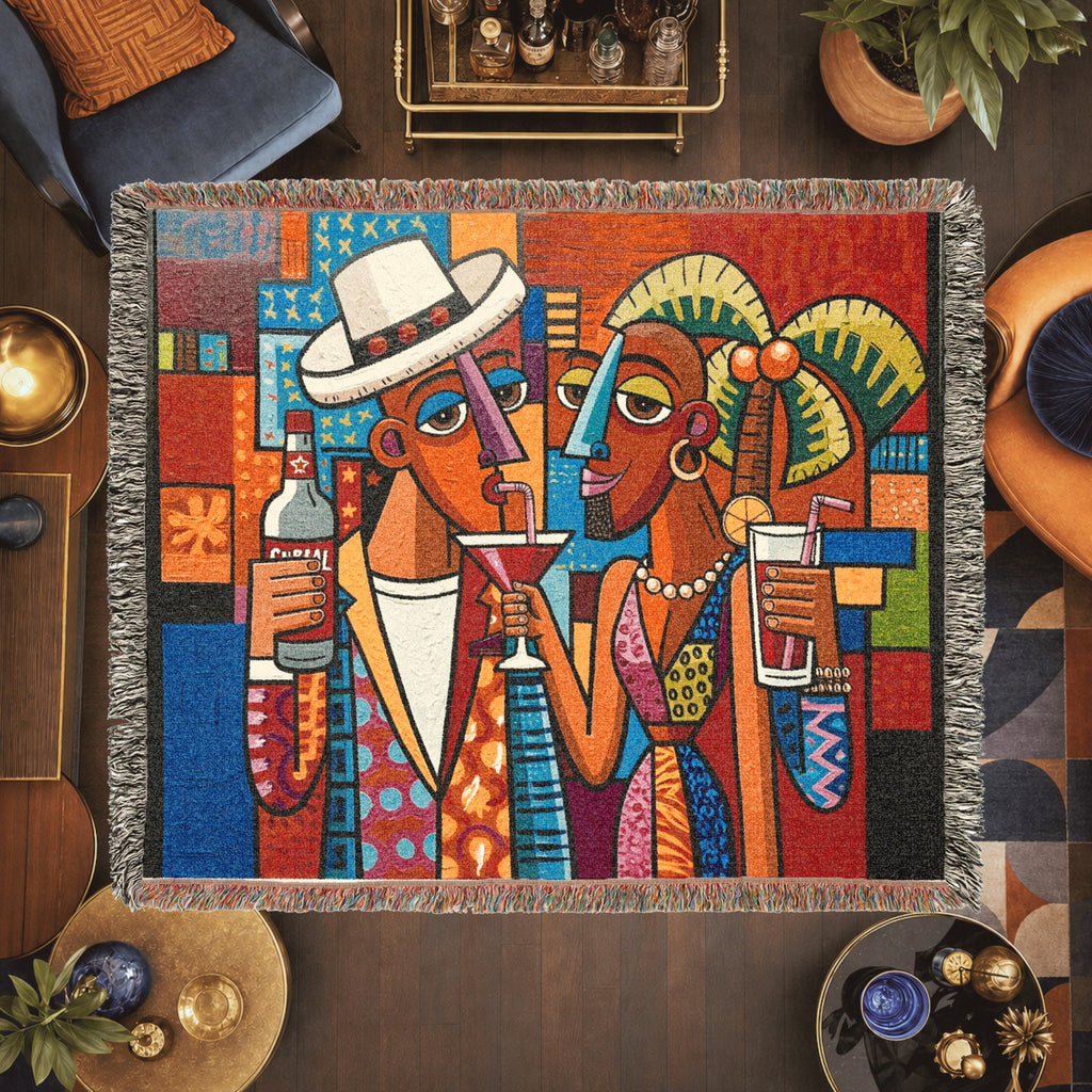 Abstract Cocktail Couple Woven Blanket