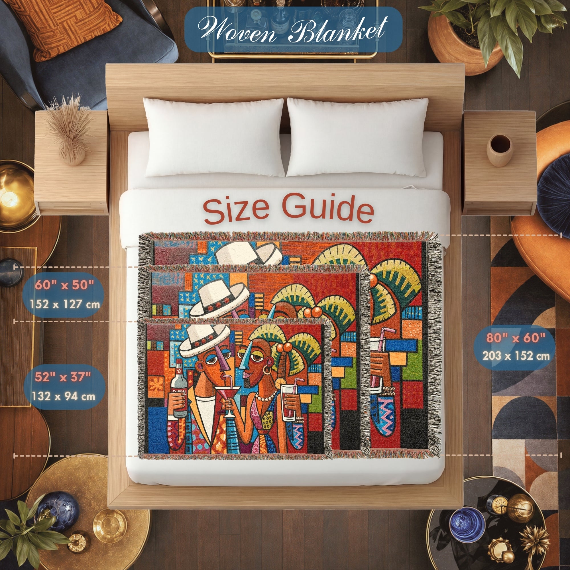 Abstract Cocktail Couple Woven Blanket