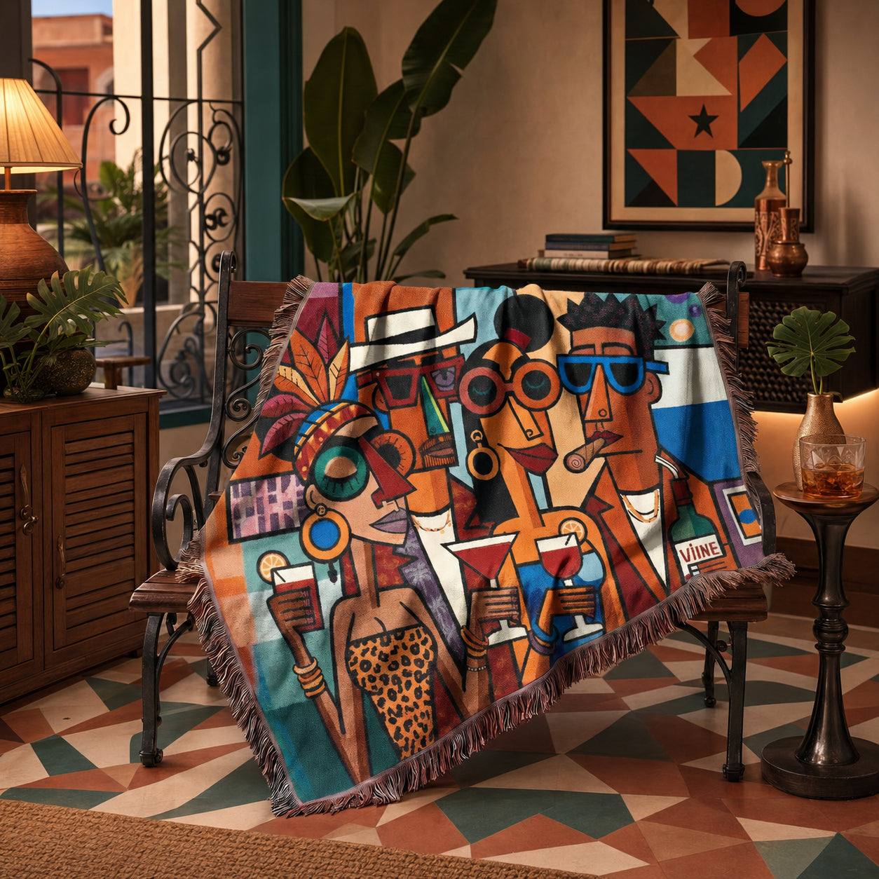 Abstract Cocktail Party Woven Blanket