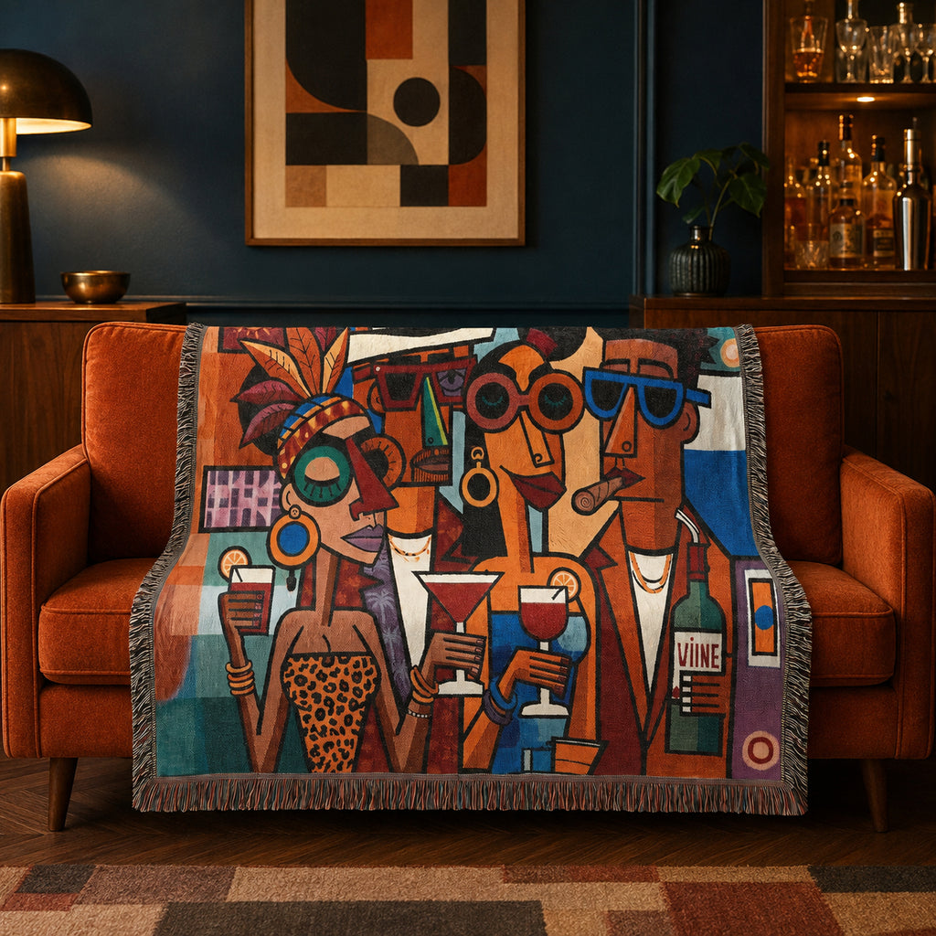 Abstract Cocktail Party Woven Blanket