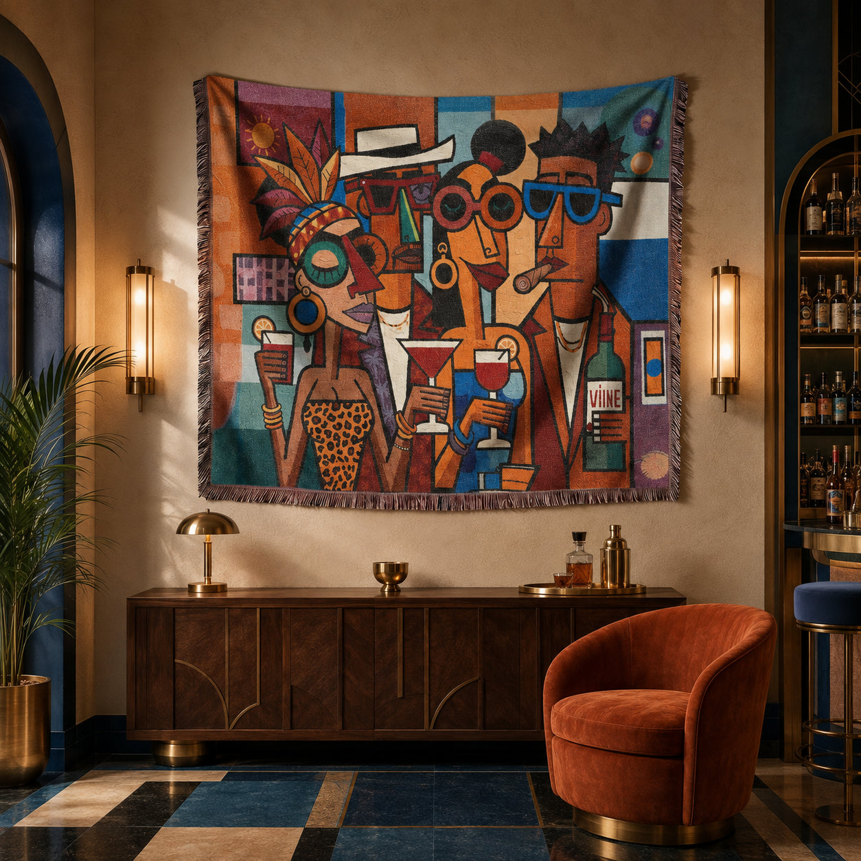 Abstract Cocktail Party Woven Blanket