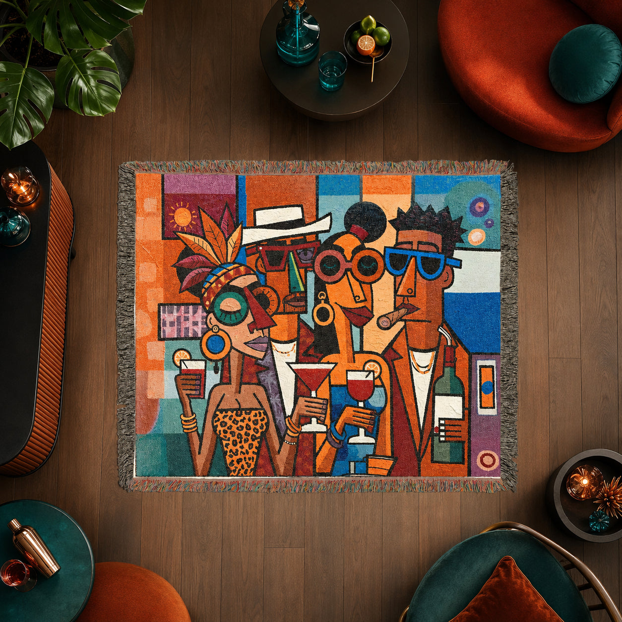 Abstract Cocktail Party Woven Blanket