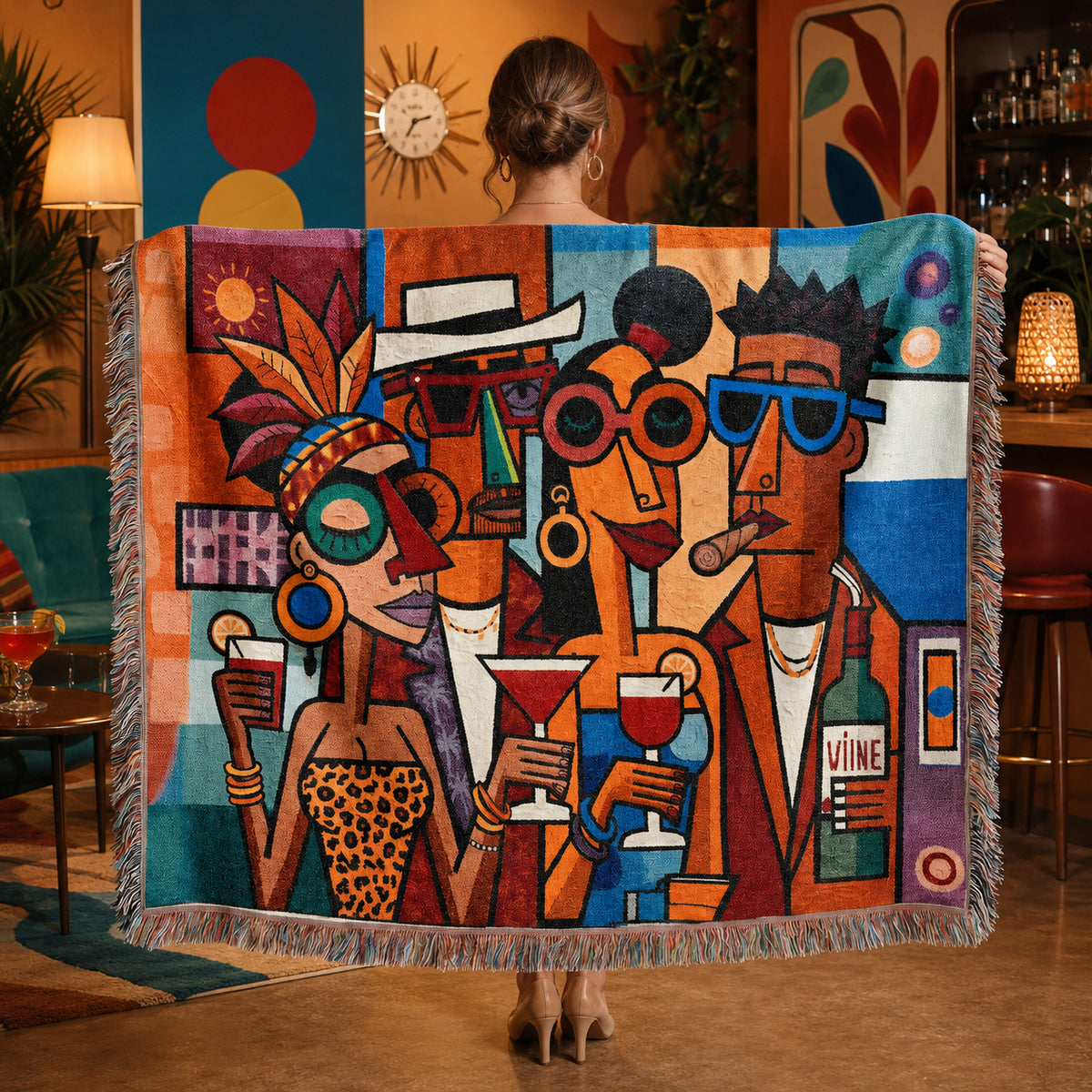 Abstract Cocktail Party Woven Blanket