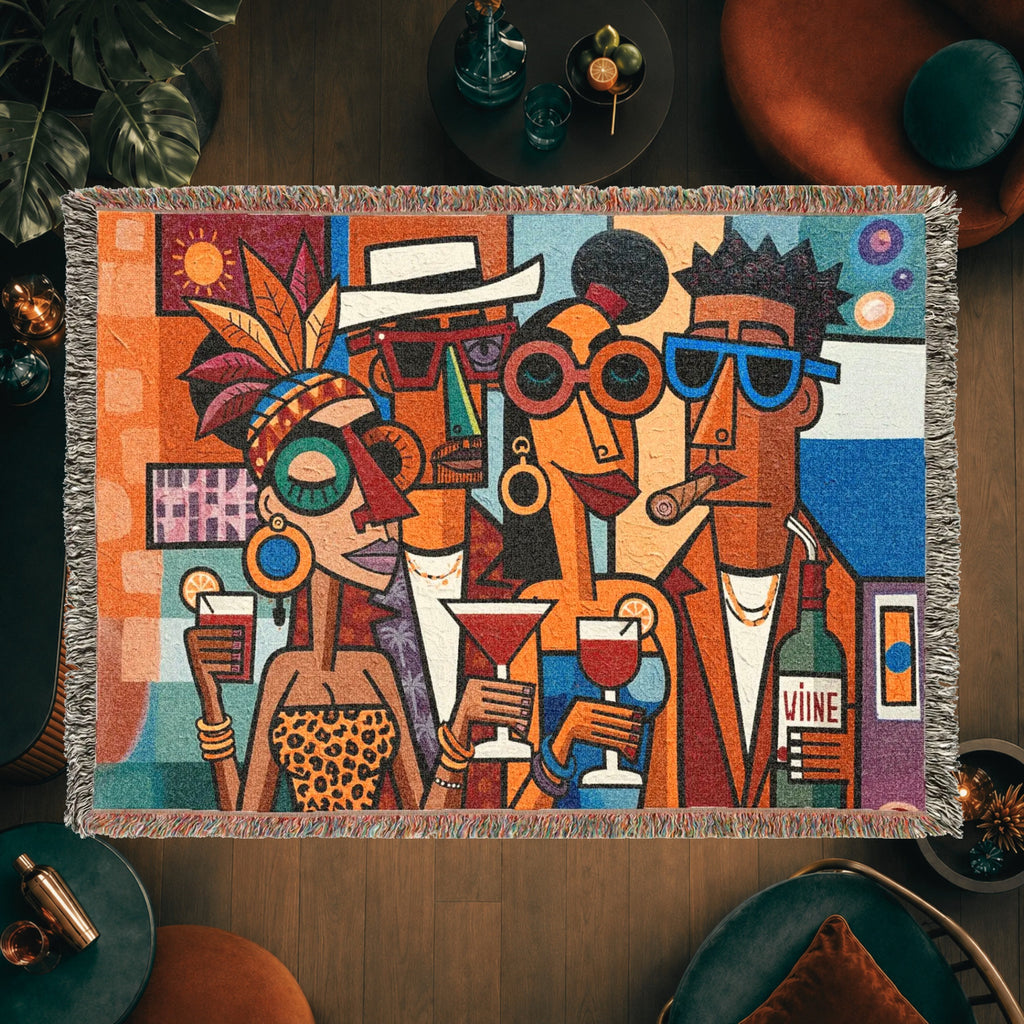 Abstract Cocktail Party Woven Blanket