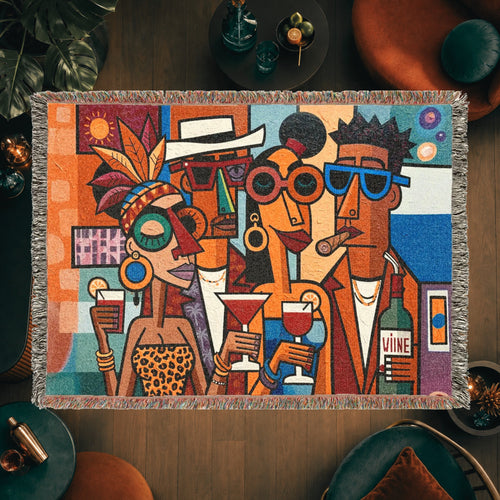 Abstract Cocktail Party Woven Blanket