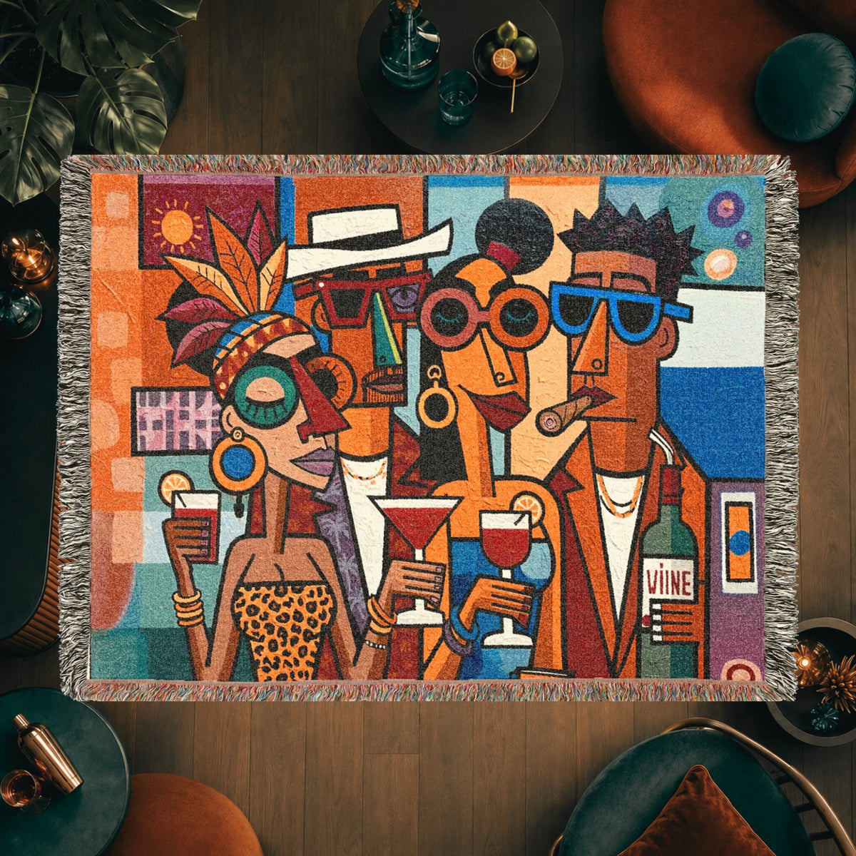 Abstract Cocktail Party Woven Blanket