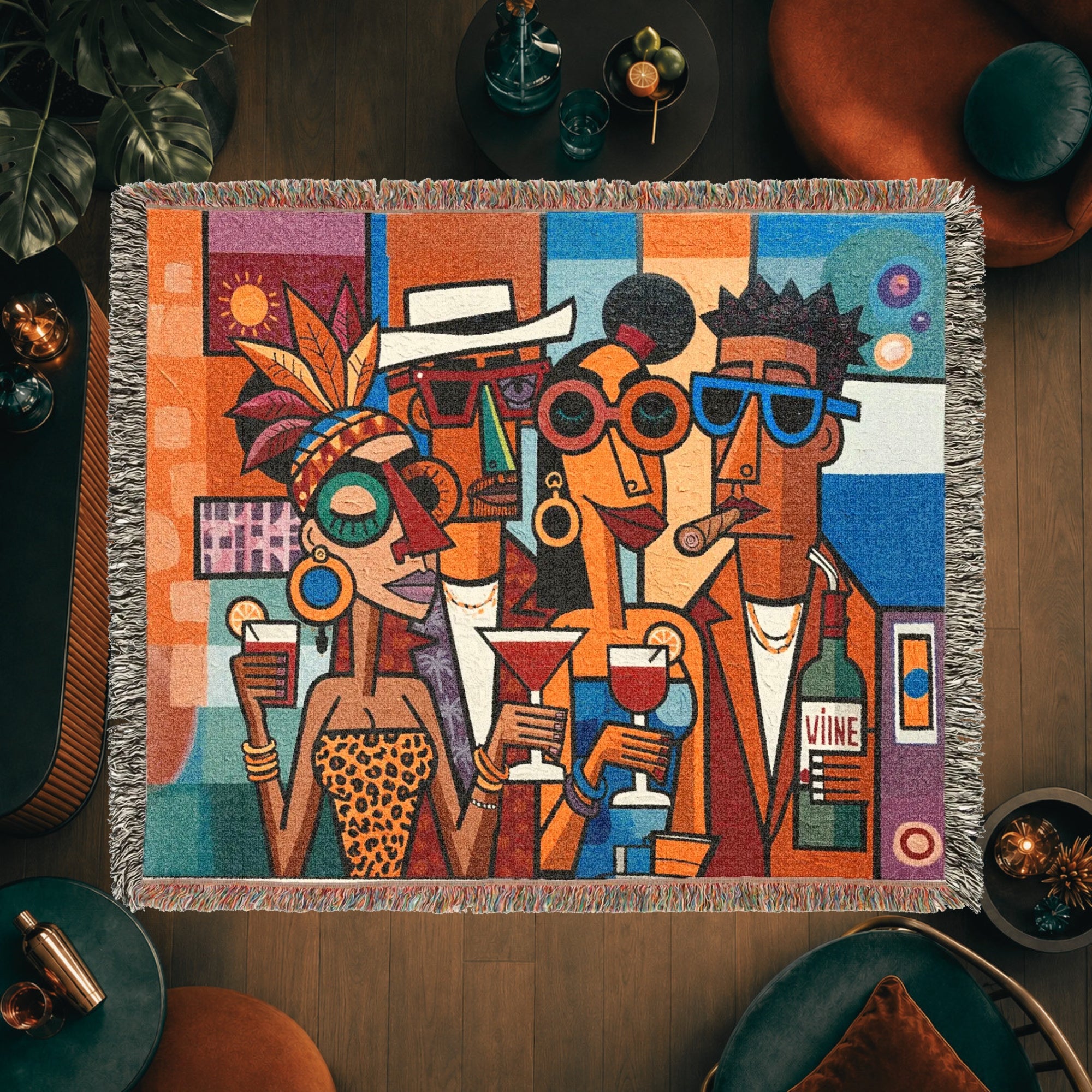 Abstract Cocktail Party Woven Blanket