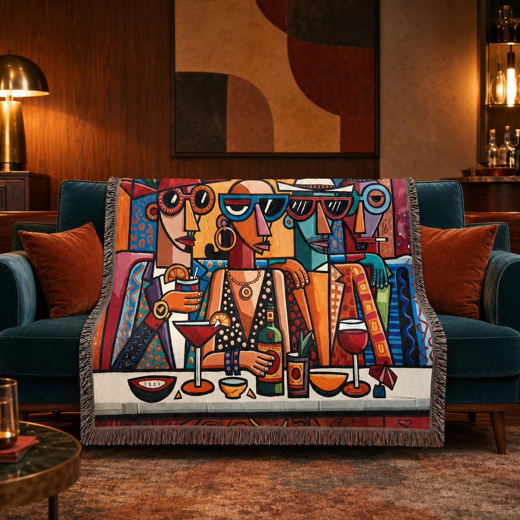 Abstract Cocktail Lounge Friends Woven Blanket