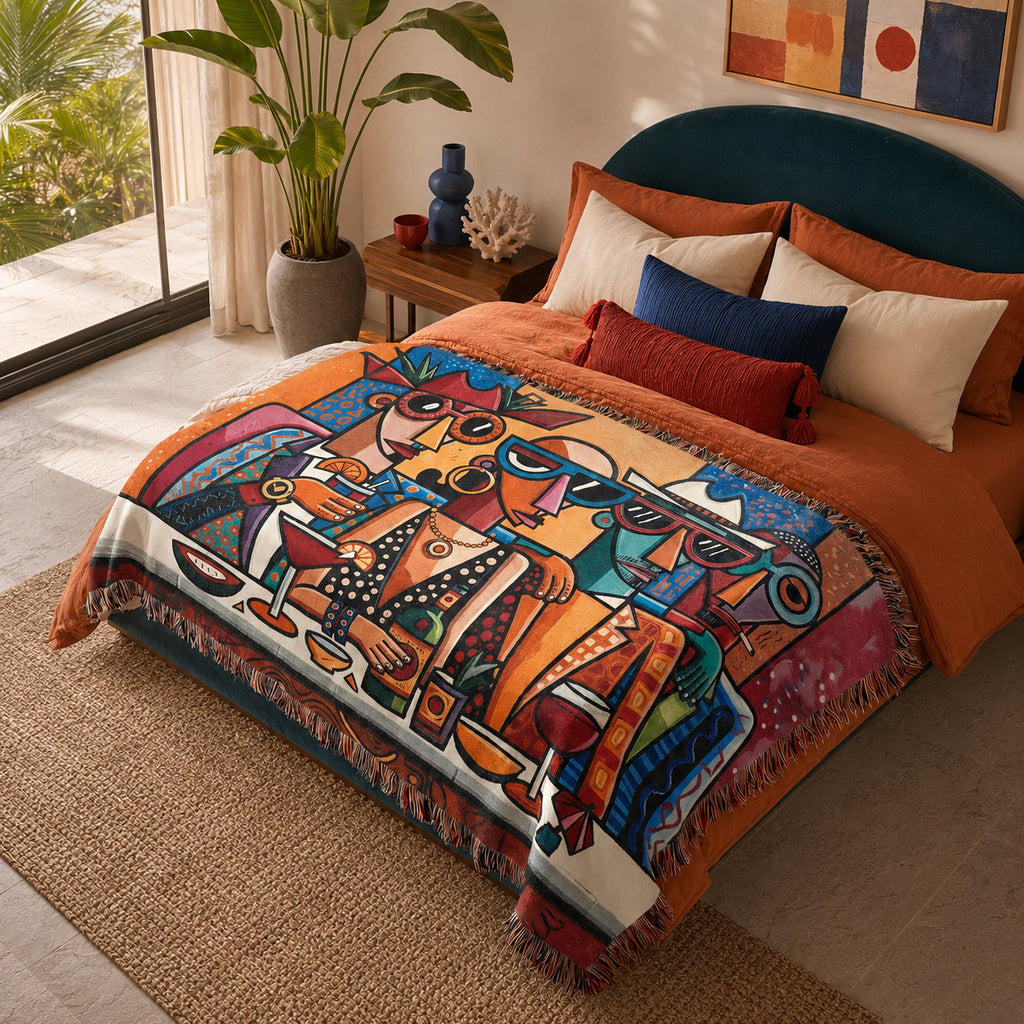 Abstract Cocktail Lounge Friends Woven Blanket