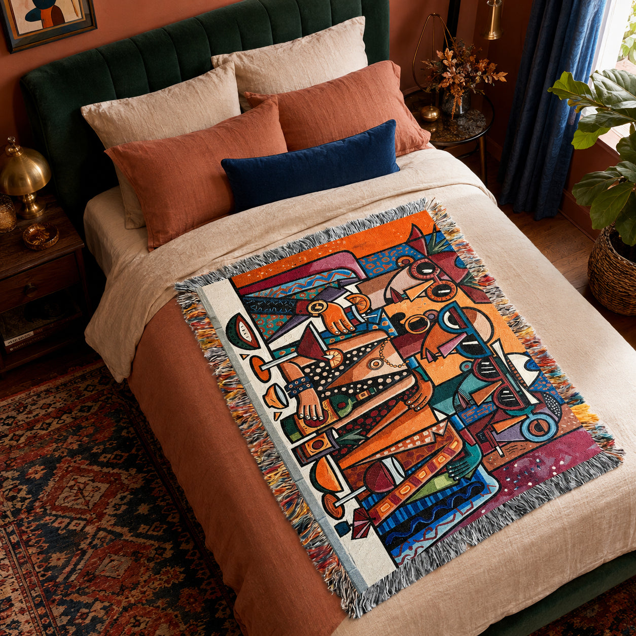 Abstract Cocktail Lounge Friends Woven Blanket