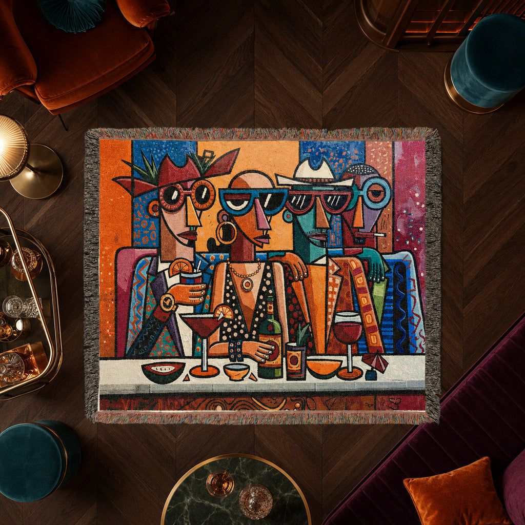 Abstract Cocktail Lounge Friends Woven Blanket
