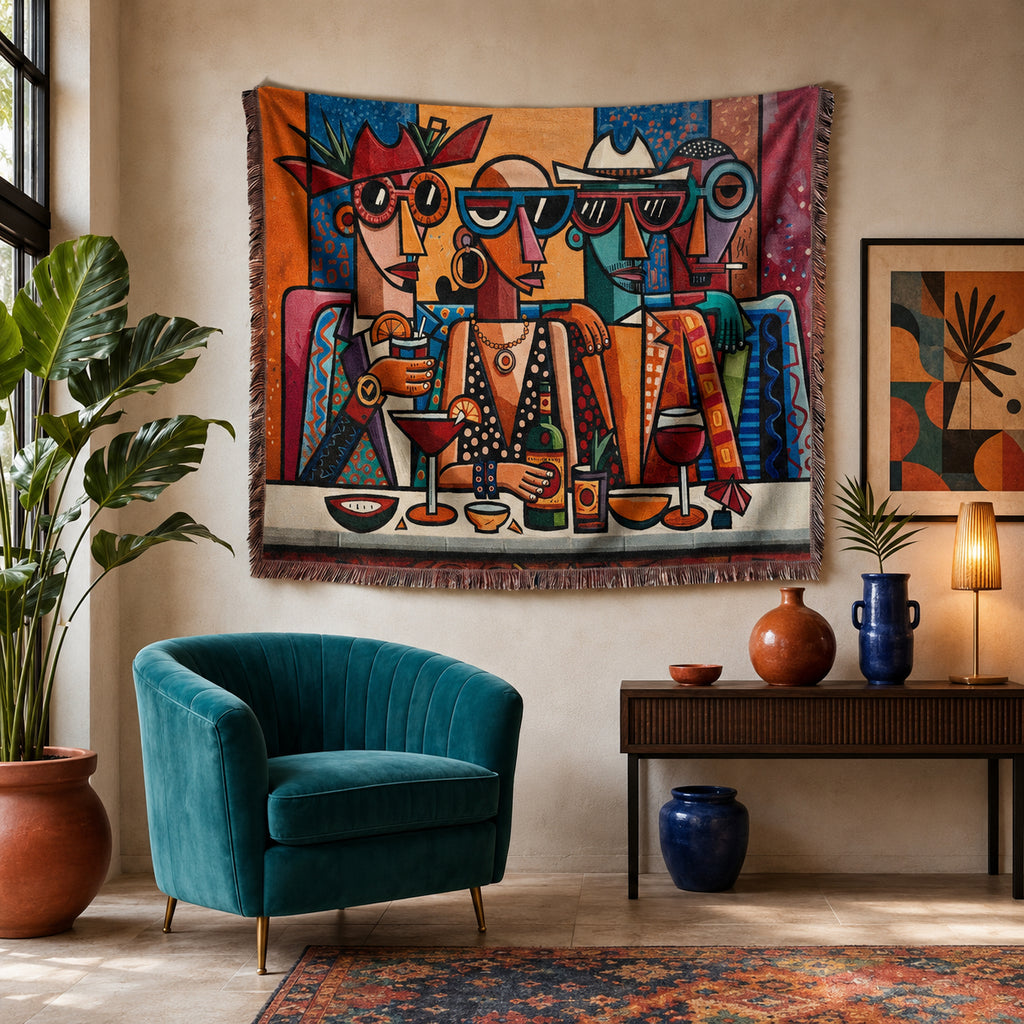 Abstract Cocktail Lounge Friends Woven Blanket