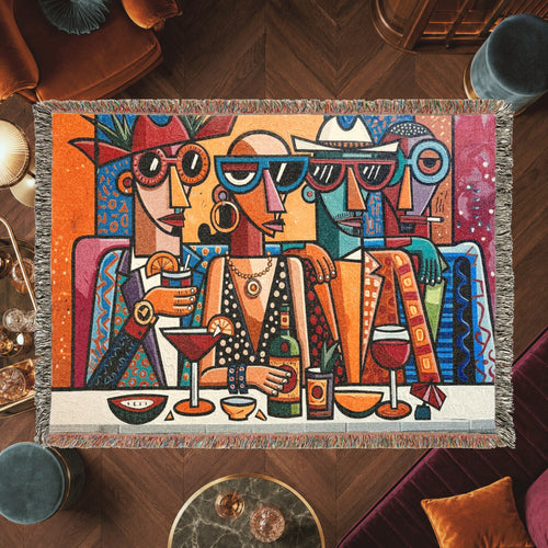 Abstract Cocktail Lounge Friends Woven Blanket