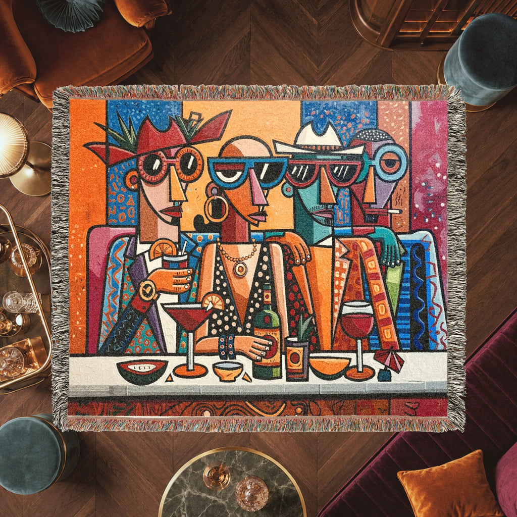 Abstract Cocktail Lounge Friends Woven Blanket