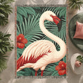Flamingo Tropical Floral Woven Blanket