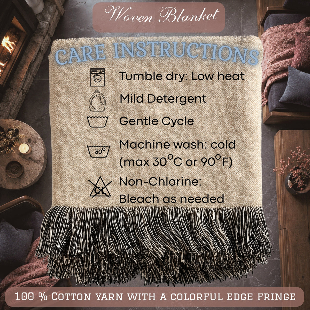 Snow Leopard Mountain Woven Blanket