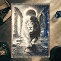 Black and White Lion Eclipse Woven Blanket