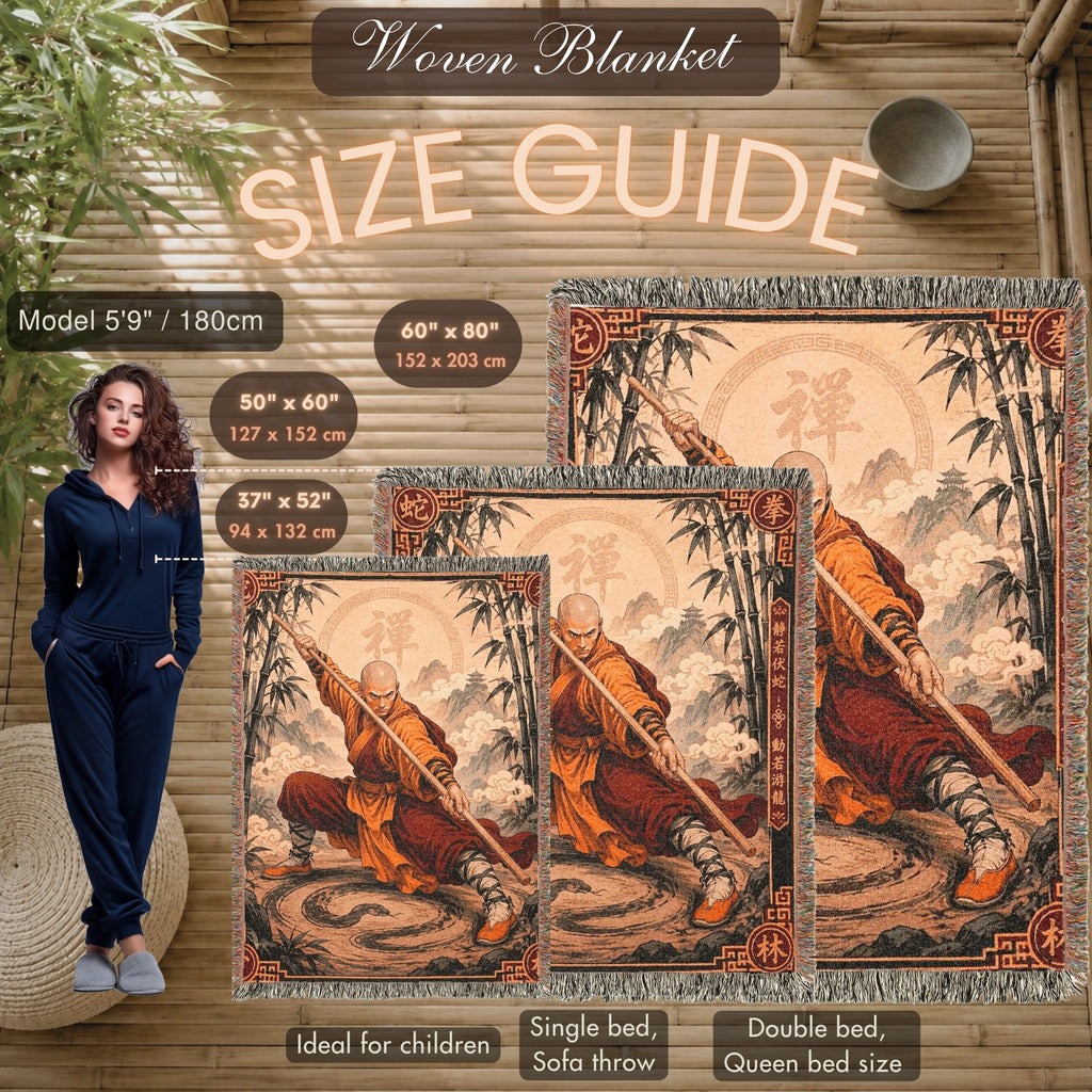 Shaolin Snake Style Woven Blanket with Fighting Staff