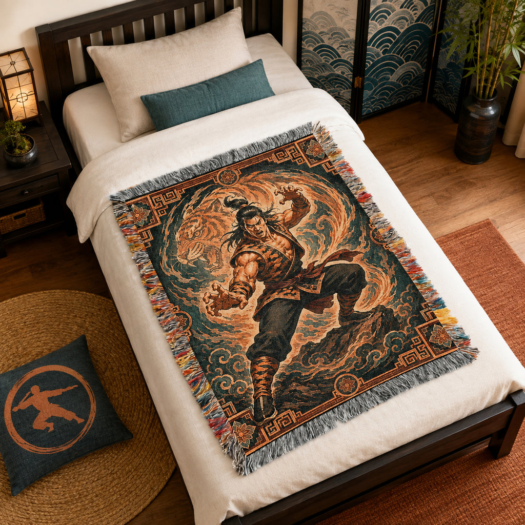 Tiger Style Kung Fu Woven Blanket with Spirit Tiger