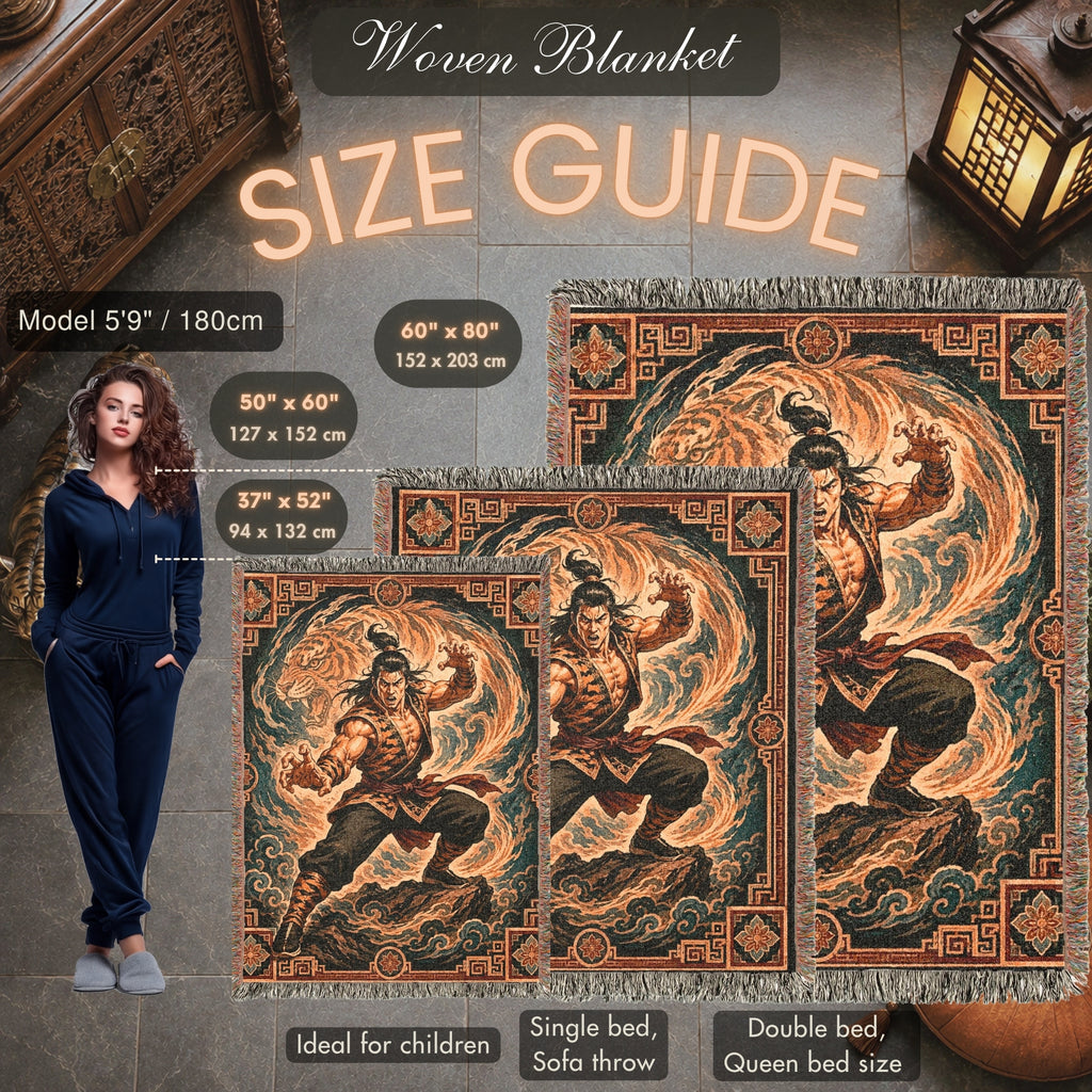 Tiger Style Kung Fu Woven Blanket with Spirit Tiger