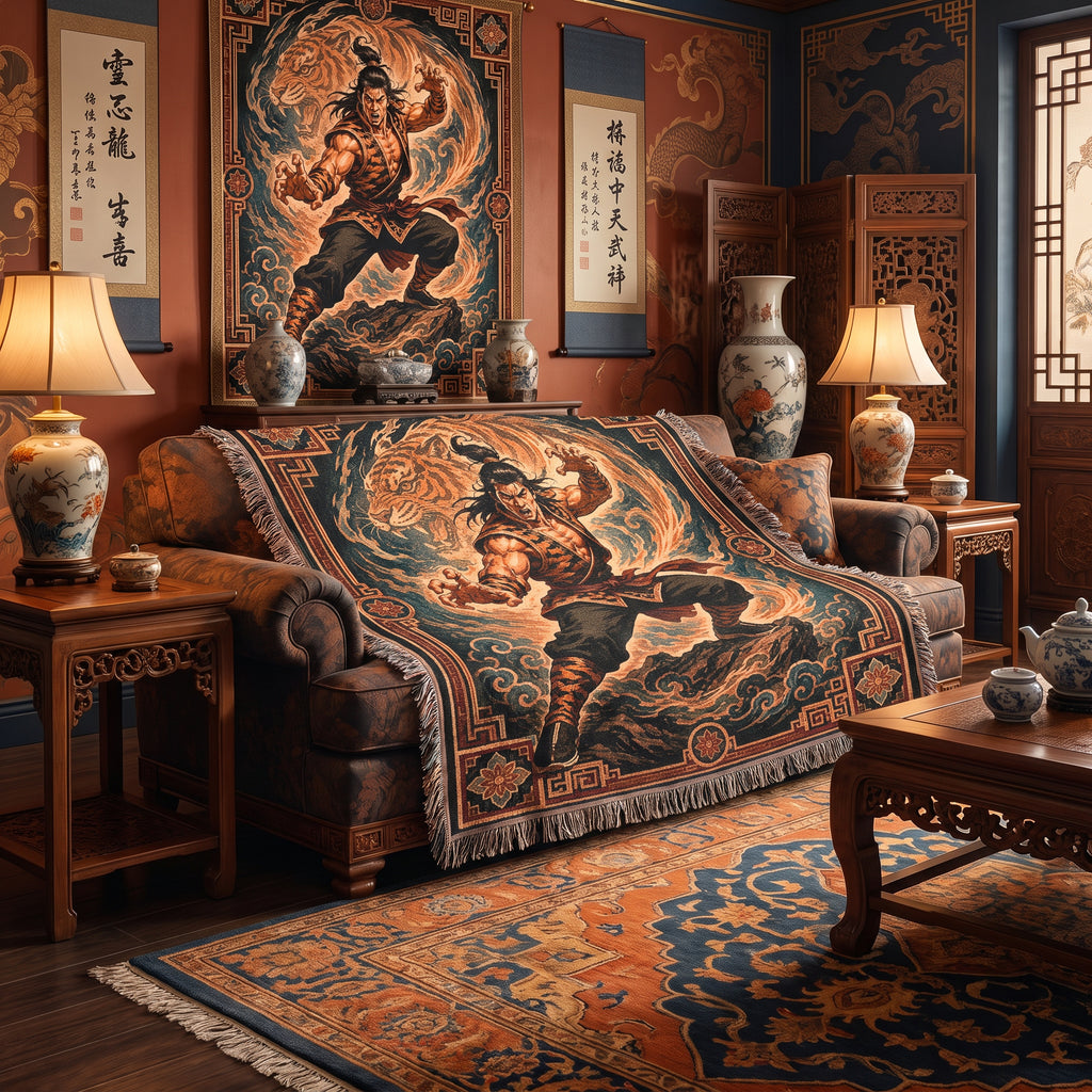 Tiger Style Kung Fu Woven Blanket with Spirit Tiger