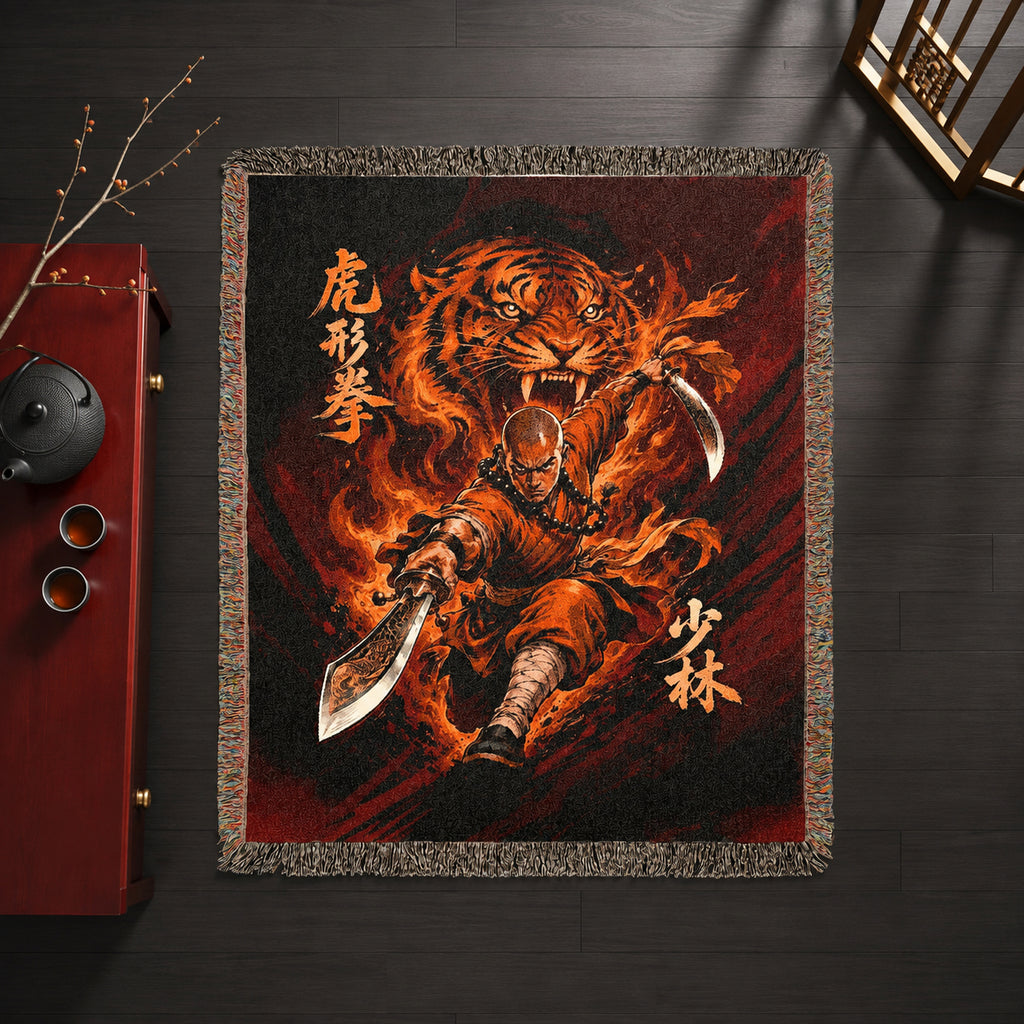 Shaolin Tiger Style Woven Blanket with Twin Swords