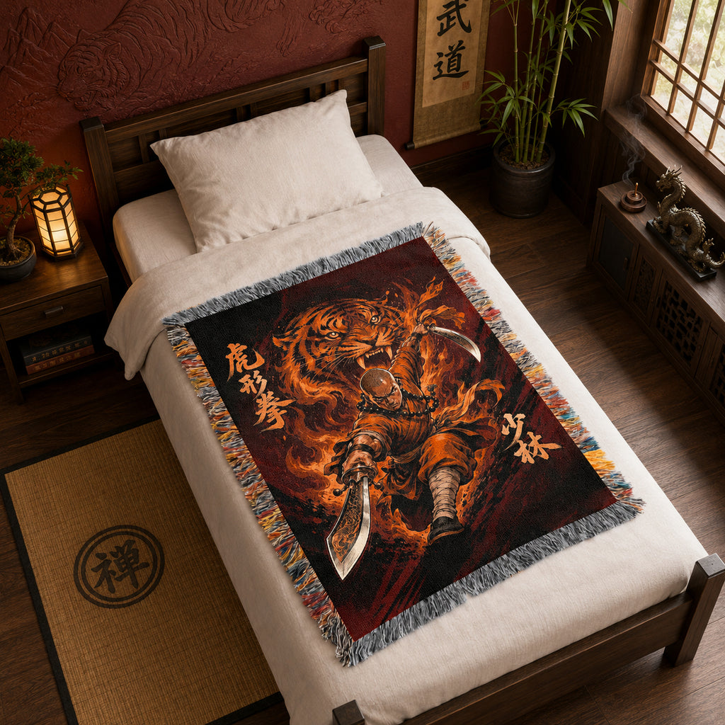 Shaolin Tiger Style Woven Blanket with Twin Swords