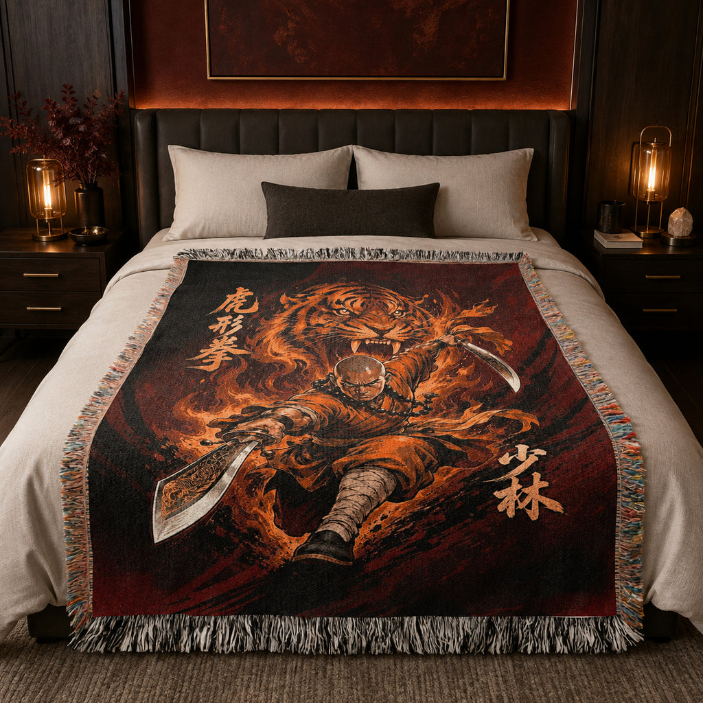 Shaolin Tiger Style Woven Blanket with Twin Swords