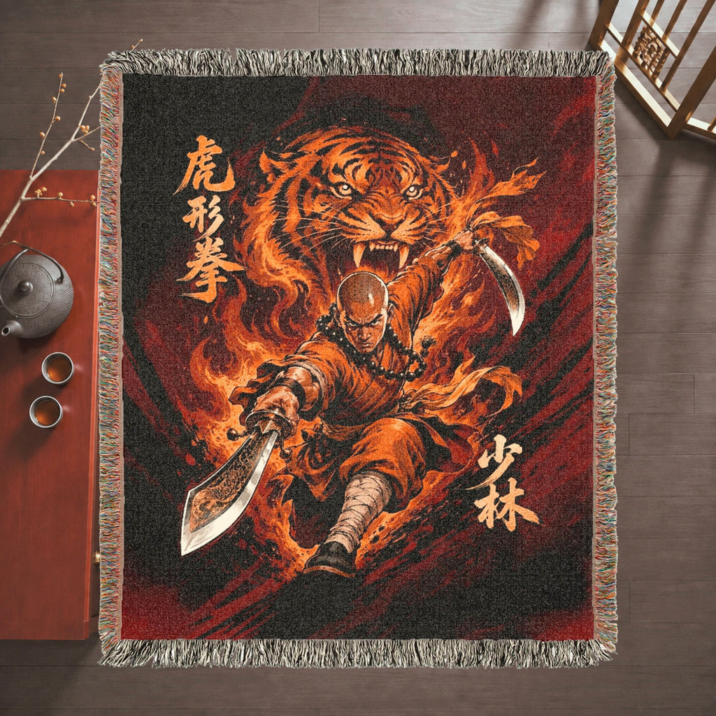 Shaolin Tiger Style Woven Blanket with Twin Swords