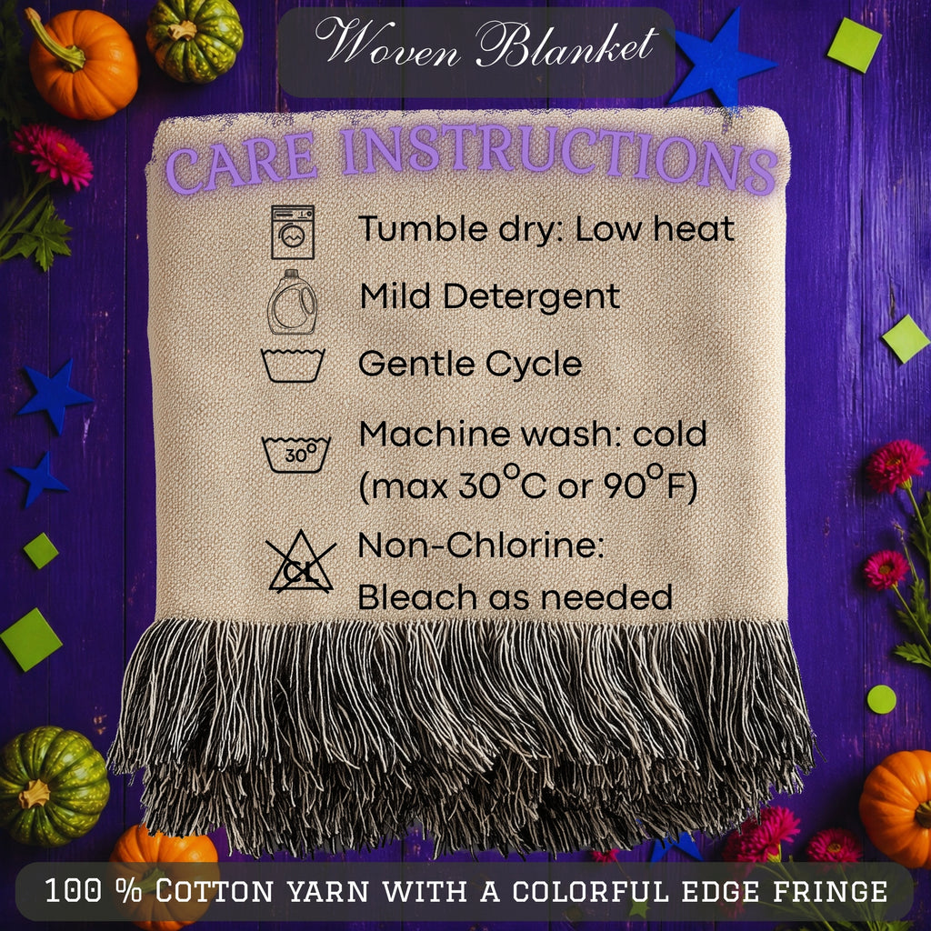 Whimsical Black Cat Halloween Woven Blanket