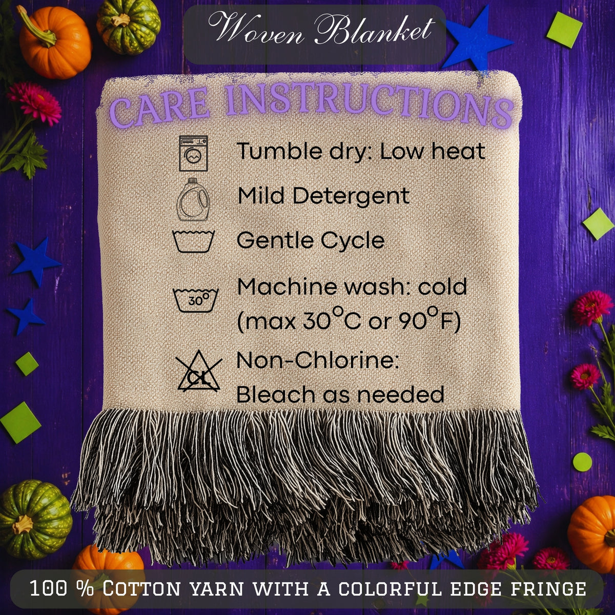 Whimsical Black Cat Halloween Woven Blanket