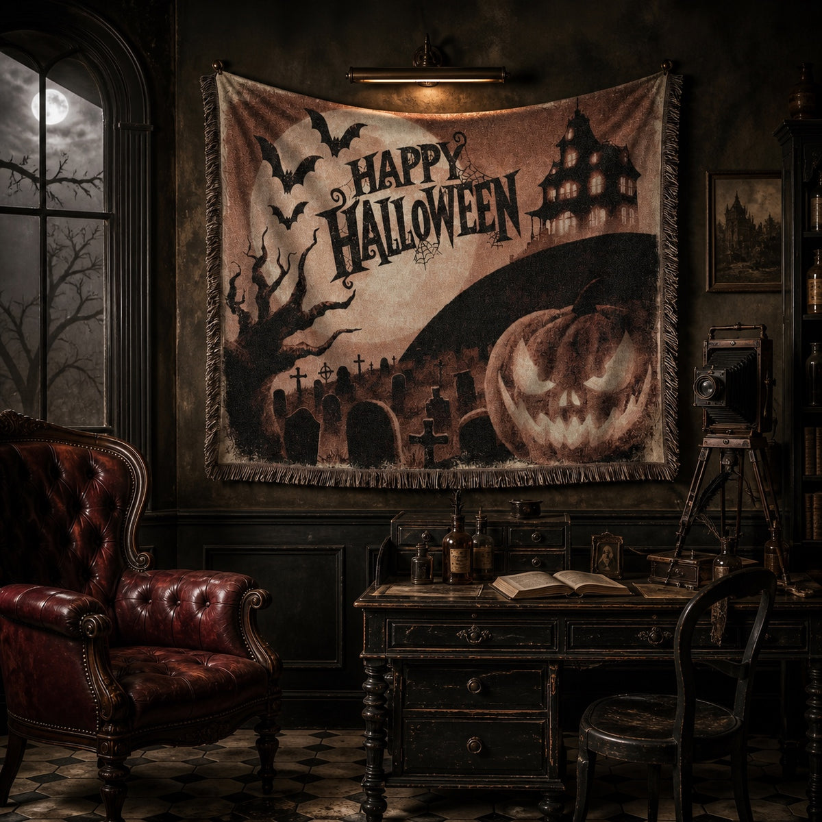 Vintage Jack O’ Lantern Halloween Woven Blanket