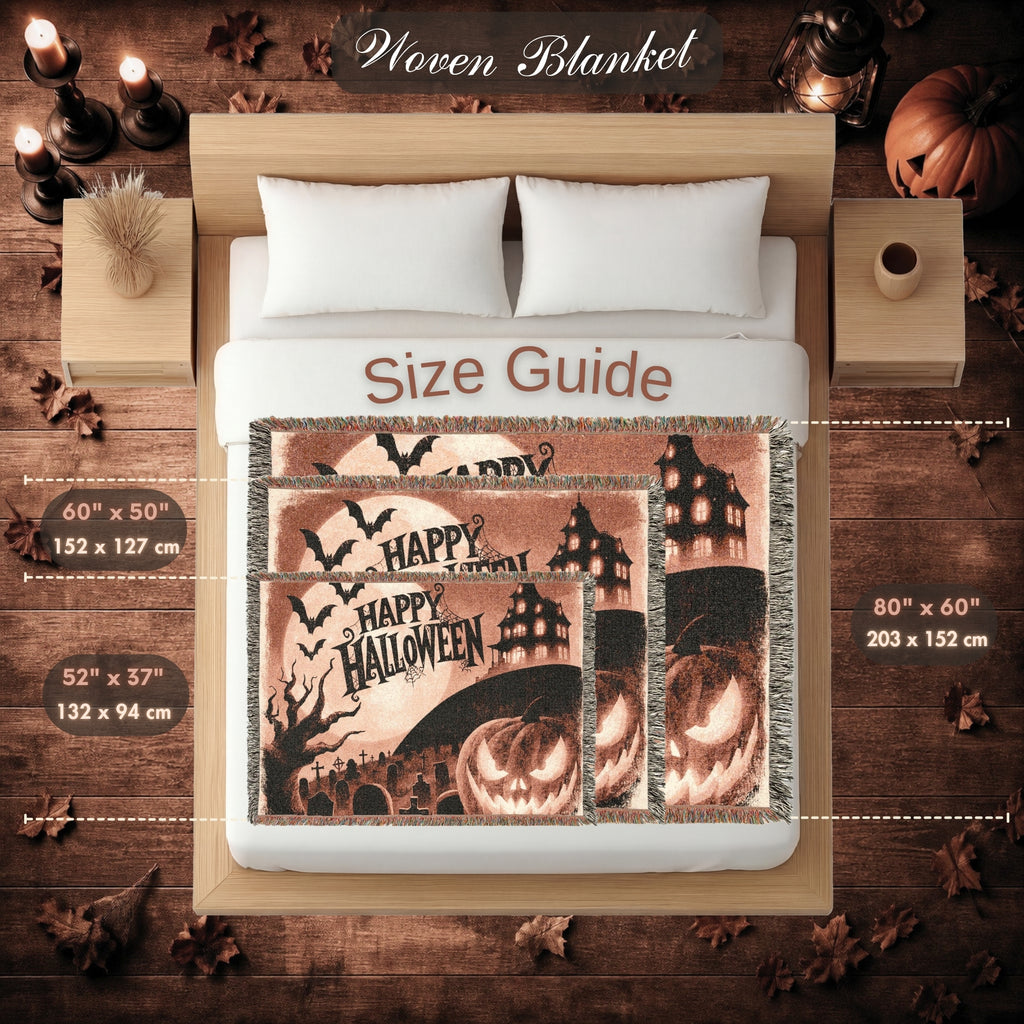 Vintage Jack O’ Lantern Halloween Woven Blanket