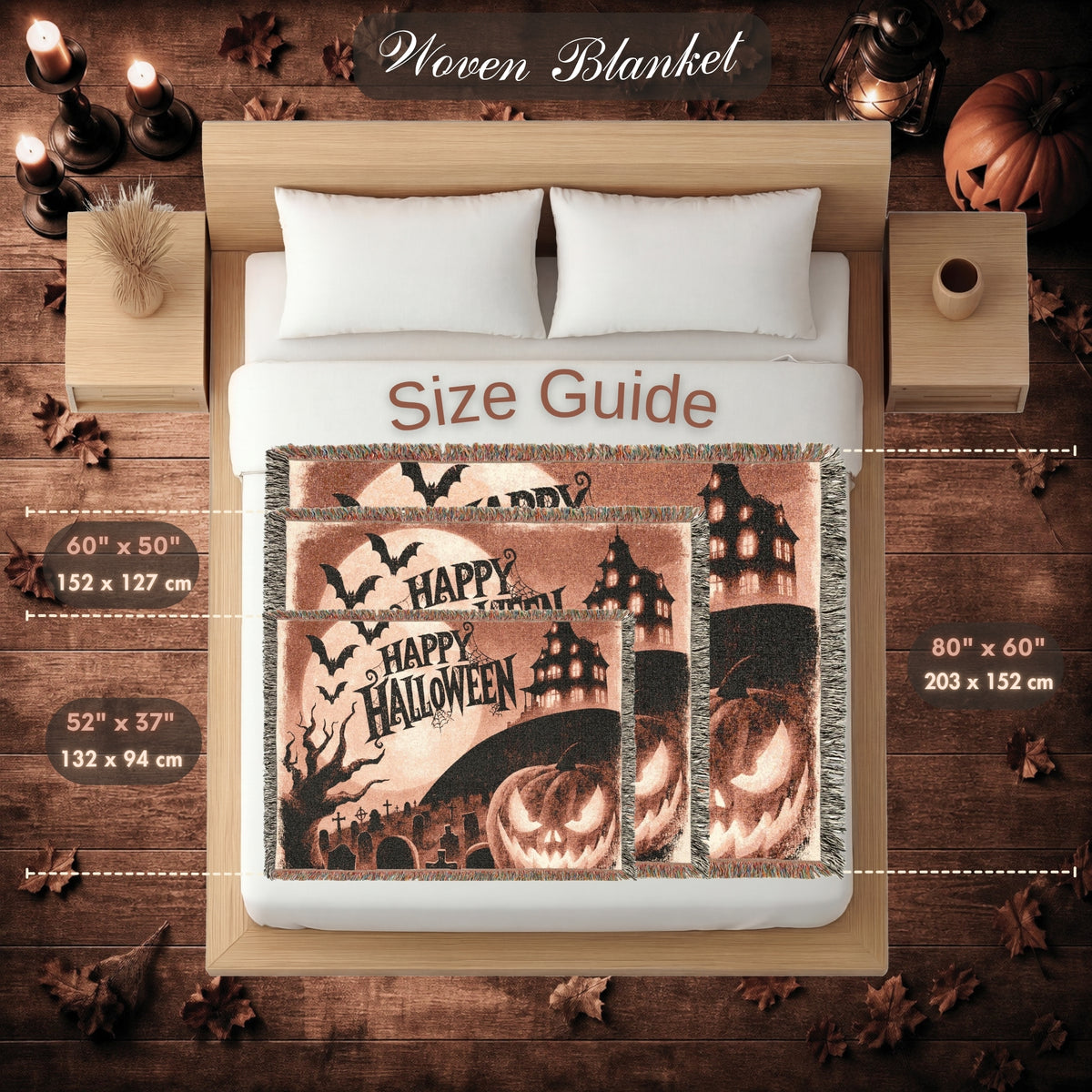 Vintage Jack O’ Lantern Halloween Woven Blanket