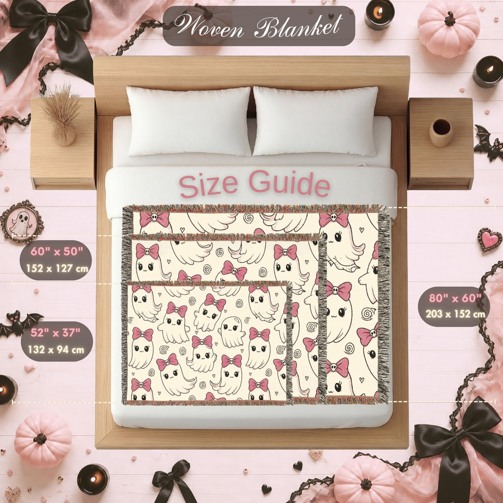 Cute Bow Kitty Woven Blanket