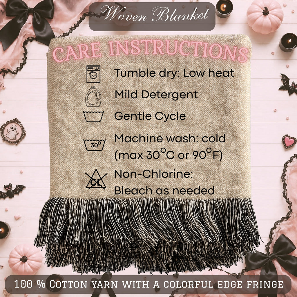 Cute Bow Kitty Woven Blanket