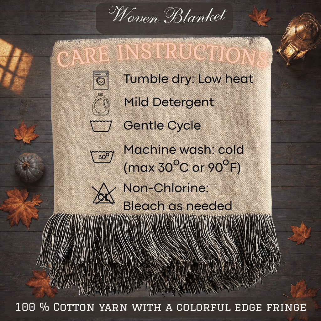 Black Cat Autumn Halloween Woven Blanket
