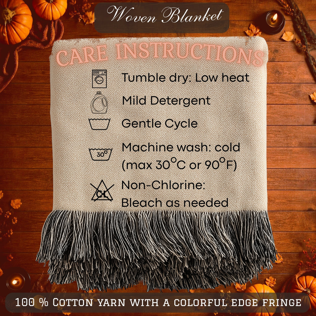 Cute Ghost and Pumpkin Halloween Woven Blanket