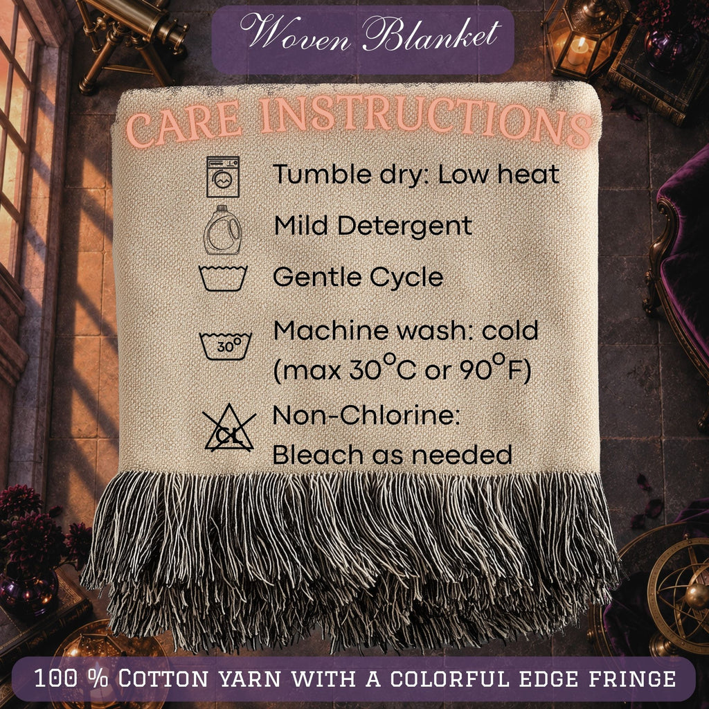 Gothic Witch Halloween Woven Blanket – Black Cats, Castle & Pumpkins